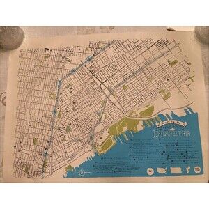 Down by the River Wards PHILADELPHIA Art Map 3 Color Silk Screen Poster